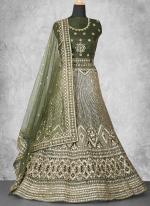 Net Dark Green Wedding Wear Sequins Work Lehenga Choli